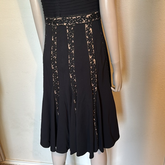 Tadashi Shoji Pintuck and Jersey lace dress in black/nude size small - Picture 8 of 12